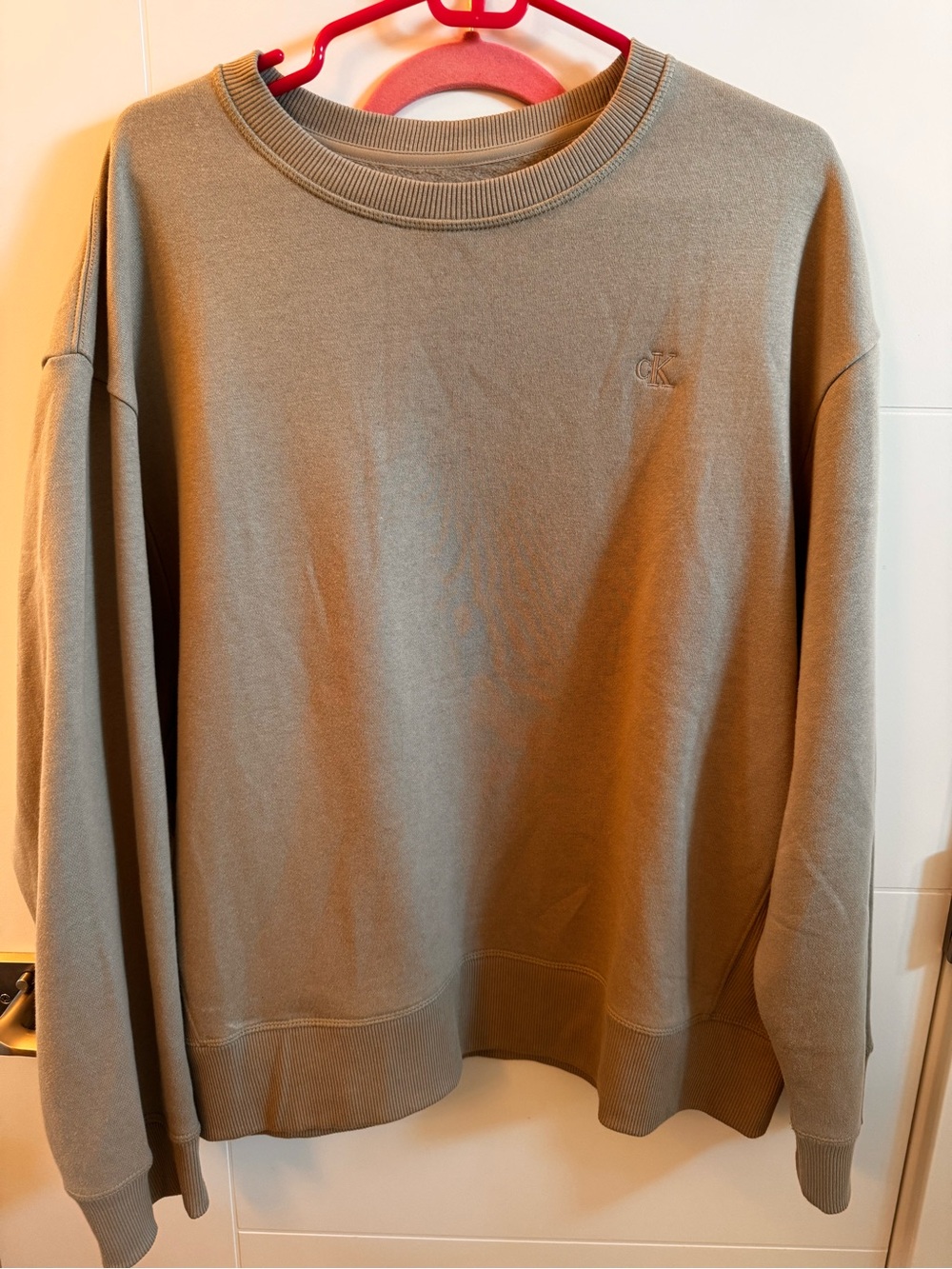 Calvin Klein Classic Fleece Crewneck Sweatshirt Tan Brown Khaki Size XL